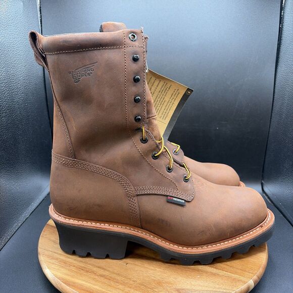 Red Wing 620 9” Mens Size 11.5 Logger Boots Waterproof Brown Soft Toe Work main image 10